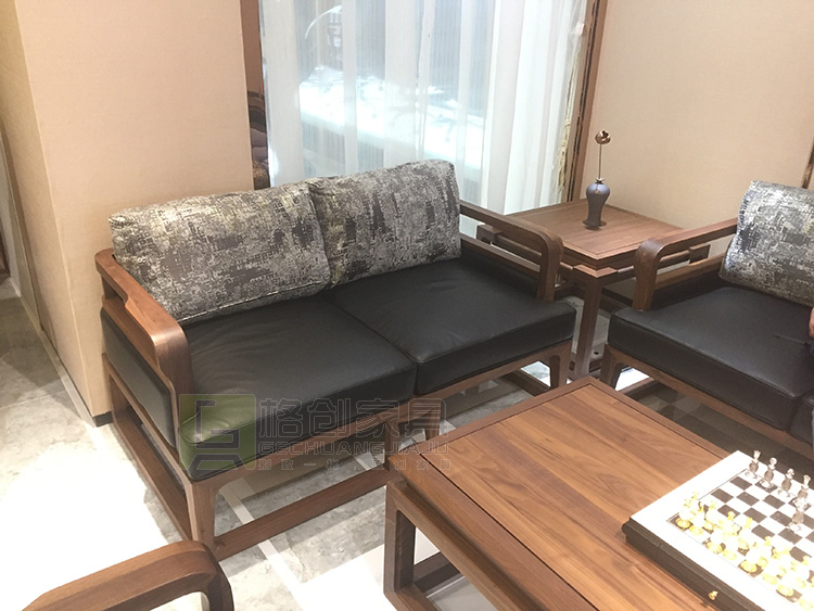 中式實木辦公沙發